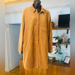 Twik- Brown Corduroy Button-Up Shirt Dress